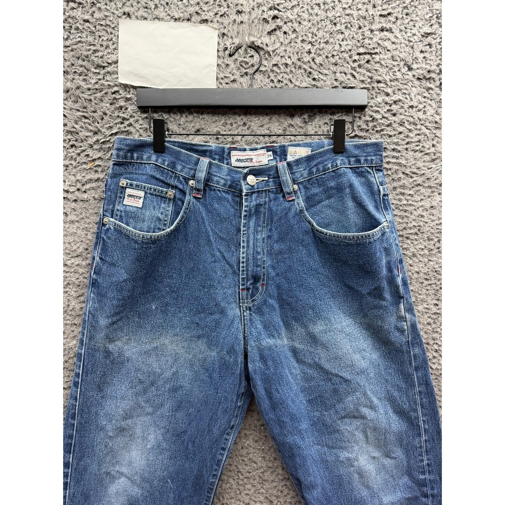 Vintage Y2k Mecca Relaxed Fit Straight Denim Jeans Blue Medium Wash Mens Size 34 - Picture 3 of 16